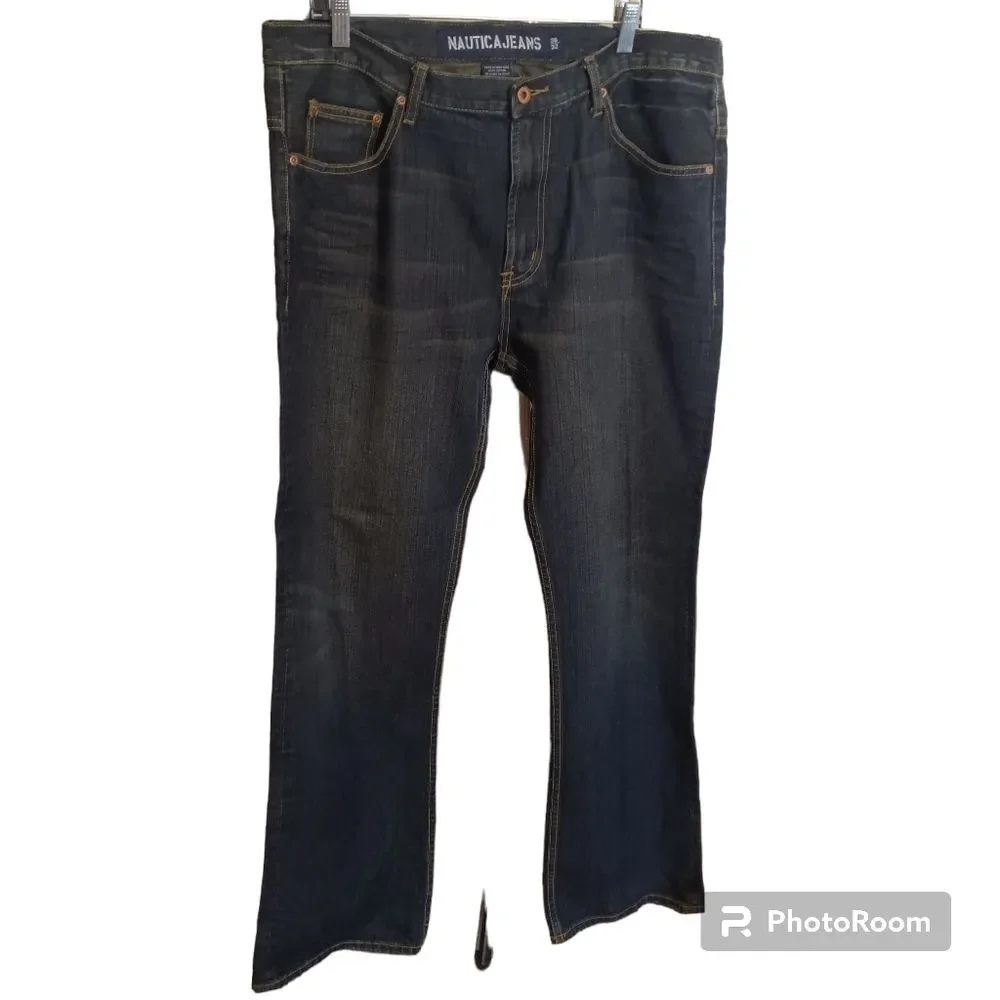 Vintage Nautica Mens Cotton Dark Wash Jeans 36/32